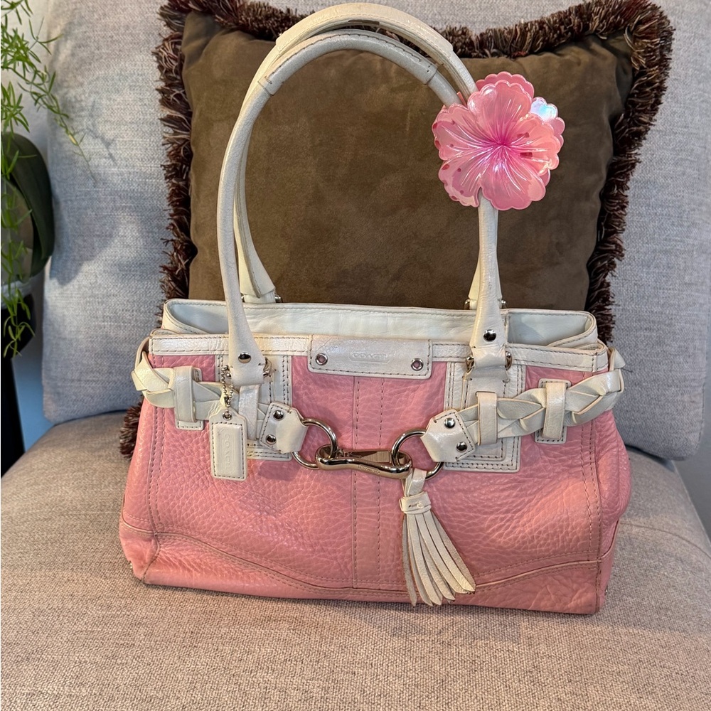 Coach Pink and Cream Shoulder Bag